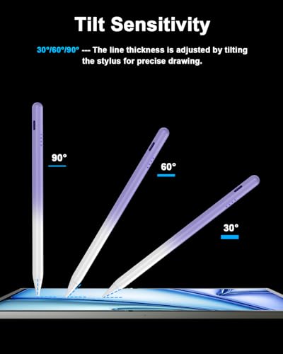 Stylus Pen for iPad 2018-2026, 2X Fast Charge Active Pencil with Palm Rejection Compatible with Apple iPad 11(A16)/10/9/8/7/6, i-Pad Pro M5/M4/12.9"/11", Air M4/M3/M2/5/4/3, Mini 6/5-Gradient Purple - color: Gradient Purple