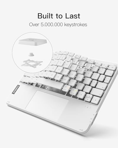Inateck Bluetooth Keyboard with Touchpad, Ultra Slim and Portable Wireless QWERTY Keyboard, Compatible with Windows and iPad OS, KB01105,White - color: White