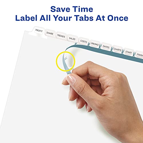 Avery 12-Tab Binder Dividers, Easy Print & Apply Clear Label Strip, Index Maker, White Tabs, 30 Sets Total (6 Packs of 11429)