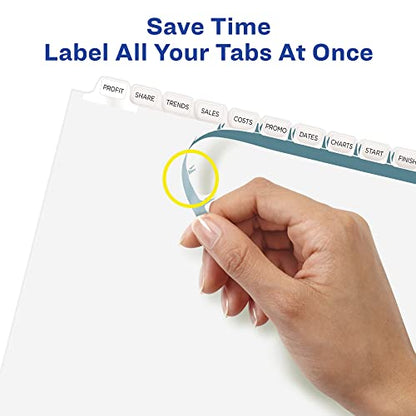 Avery 12-Tab Binder Dividers, Easy Print & Apply Clear Label Strip, Index Maker, White Tabs, 30 Sets Total (6 Packs of 11429)