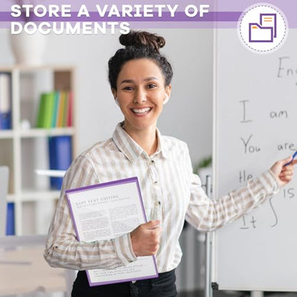 Henoyso 24 Pcs School and Home 2 Pocket Folders with 4 Clear Inner Pockets Plastic Heavy Duty Homework Folders Parent Teacher Communication for Student Home Office Classroom,11 x 9 Inch (Purple) - color: Purple