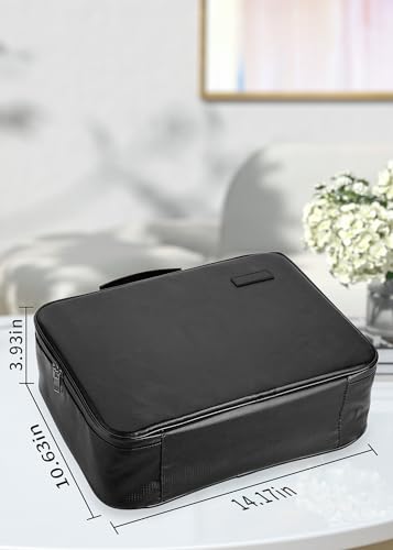 TOPCJ Fireproof Document Box with Lock,Waterproof Document Organizer with Zipper,Heat Insulated Accordion File Organizer,Portable File Box for Important Documents,Files,13 Pockets - style: Luxurious