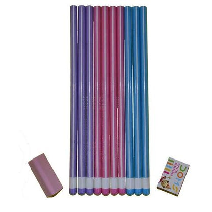 Doms Zoom Ultimate Dark Triangle Pencils (10pcs) with Free Eraser, Sharpener and 15cms Ruler