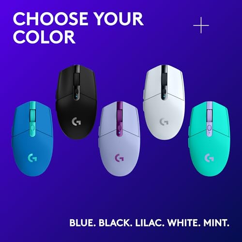Logitech G305 Lightspeed Wireless Gaming Mouse, Hero Sensor, 12,000 DPI, Lightweight, 6 Programmable Buttons, 250h Battery, On-Board Memory, Compatible with PC, Mac - Lilac - color: Lilac, style: Classic