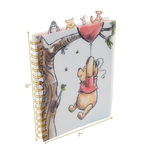 Disney Winnie the Pooh Tab Journal Spiral Notebook with Cute Dividers | Winnie The Pooh School Supplies & Office Stationery, 96 Lined Pages, Vinyl Cover, 8 x 7 Notebook for School, Planning & Gifts - style: Winnie the Pooh - White