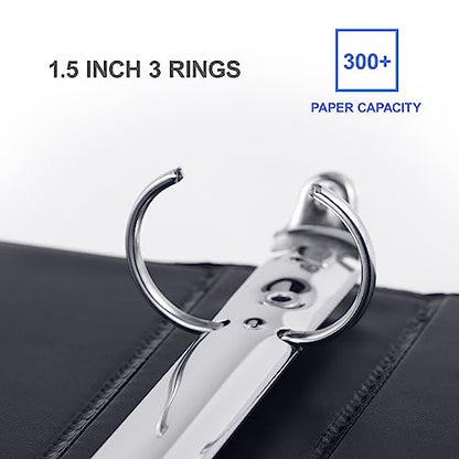 3 Ring Binder 1-1/2 Inch, ViVin Sturdy 1.5"-Round Ring Binder with 2 Interior Pockets, Clear View Cover, PVC-Free, Fits 300 Sheets of 8.5'' x 11'' Paper, Office Home School (6 Pack, Black) - color: Black, size: 1.5 Inch, style: 6 Pack
