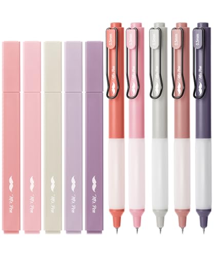 Mr. Pen- Aesthetic Highlighters and Gel Pens, 10 Pack | Assorted Colors Bible Highlighters No Bleed, Fine Point 0.5mm Black Ink Gel Pens, Fast Dry and No Smear for Bible Journaling