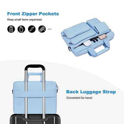 MOSISO Laptop Shoulder Bag 15.6 inch, 15-15.6 inch Computer Bag | Compatible with MacBook Pro 16 inch, HP, Dell, Lenovo with 2 Raised&1 Flapover&1 Horizontal Pocket&Handle&Belt, Airy Blue - color: Airy Blue, size: 16 inch