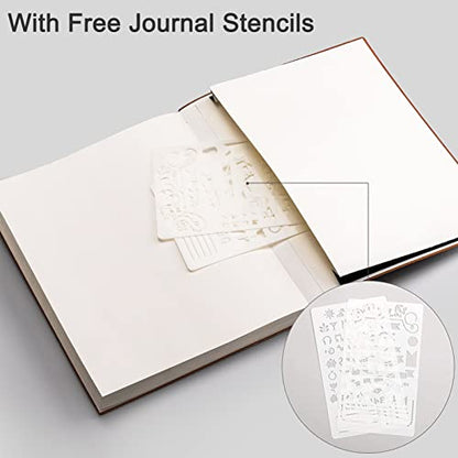 EMSHOI Dotted Journal Notebook, 192 Numbered Pages, B5 Size (7.5'' x 10'') | 100 GSM Thick Paper, Leather Softcover, Dot Grid, for Journaling, Planning, Tracking & Sketching (Khaki) - color: Khaki, style: Dotted