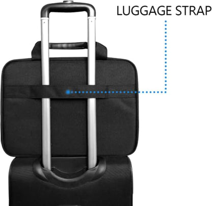 KROSER 15.6 Inch Laptop Briefcase Computer Bag, Messenger Shoulder Bag | Water Repellent Polyester, Detachable Shoulder Strap, Luggage Strap Design for Business, College, Men & Women-Black-Blue - color: Black/Blue, size: 15.6 INCH