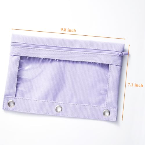 3 Ring Binder Pencil Pouch, Durable Pencil Case for School Supplies, Classroom Must Haves, 3-Hole Design Fits Binders, Zipper Closure, Ideal for Students/Back to School Purple - color: Purple