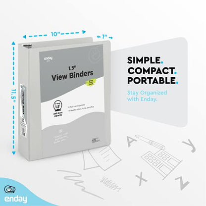 Enday 3 Ring Binder 1.5 Inch, Grey Heavy Duty Three Ring Binder, 325 Sheets Capacity - 1.5 Inch Binder for Home School and Office - color: Grey, size: 1.5-Inch