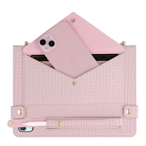 Handbag Case for iPad Mini 7 2024/Mini 6th Generation Case, Techcircle Elegant Crossbody PU Leather Folio Envelope Pocket Stand Cover with Hand Strap+Shoulder Strap+Pencil Holder+Card Slots, Baby Pink - color: 02 Baby Pink, size: iPad Mini 7/6 8.3"
