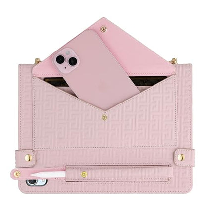 Handbag Case for iPad Mini 7 2024/Mini 6th Generation Case, Techcircle Elegant Crossbody PU Leather Folio Envelope Pocket Stand Cover with Hand Strap+Shoulder Strap+Pencil Holder+Card Slots, Baby Pink - color: 02 Baby Pink, size: iPad Mini 7/6 8.3"