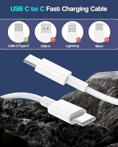 240W USB C Cable, USB C to USB C, C to C Cable Fast Charging for MacBook Pro/MacBook Air, iPad Pro/iPad Air, iPhone 16 Pro Max/ 16 15 Pro/Plus,Samsung,Compatible 140W/100W /65W/45W/35W/20W (2Pack,3ft) - color: White, size: 3.3FT