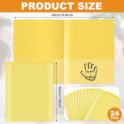 Henoyso 24 Pcs School to Home Folder with Pocket Plastic Heavy Duty Clipboard Folder with Clear Front Pocket Homework Take Home Folders for School Students Parent Teacher Communication(Yellow) - color: Yellow