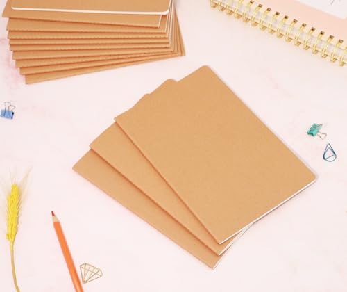 48 Pack A5 Blank Notebook Bulk Kraft Cover Blank Sketch Book Pad Travel Journals Composition Diary Subject Notebooks Planner 60 Pages, 8.3”x 5.5” - style: 48pack Blank page