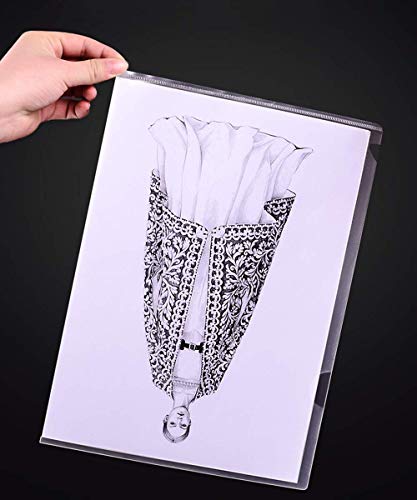 50PCS Clear Plastic Document Folders, Letter/A4 L-Type Project Pockets | 1.4mm Thickness, Copy Safe, Lightweight, Transparent, Project Organization, School, Office, Home Use