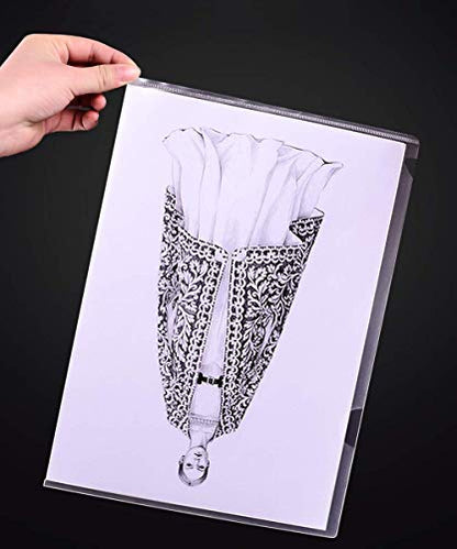 50PCS Clear Plastic Document Folders, Letter/A4 L-Type Project Pockets | 1.4mm Thickness, Copy Safe, Lightweight, Transparent, Project Organization, School, Office, Home Use