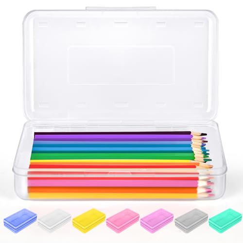 Sooez Pencil Case, Pencil box, Crayon box, Back to School Supplies | Clear, Large, Snap-tight Lid, Stackable, Small Storage Box Art Craft Marker School Box Organizer for Boys Girls Adult Teacher - color: Clear