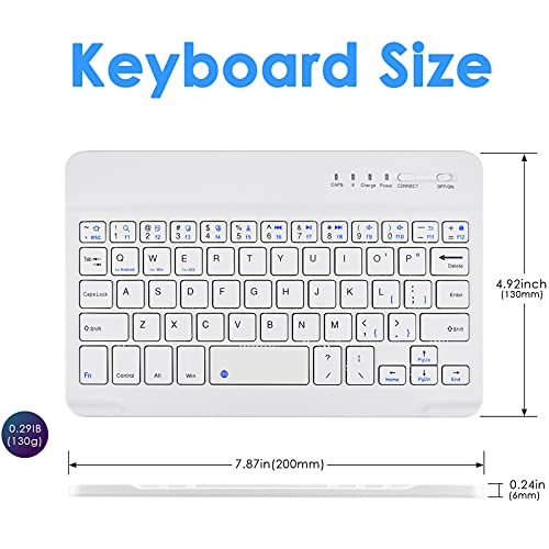DETUOSI Universal 7-8 inch Wireless Keyboard, Multi-Device Travel Portable Ultrathin (6mm) Lightweight Wireless Keyboard for iOS/Android/Windows Tablet, Computer and Phone #White - color: White