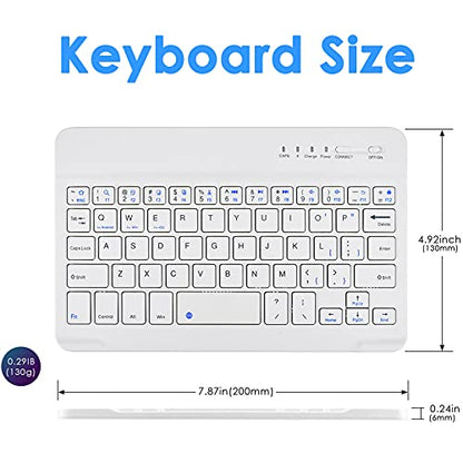 DETUOSI Universal 7-8 inch Wireless Keyboard, Multi-Device Travel Portable Ultrathin (6mm) Lightweight Wireless Keyboard for iOS/Android/Windows Tablet, Computer and Phone #White - color: White