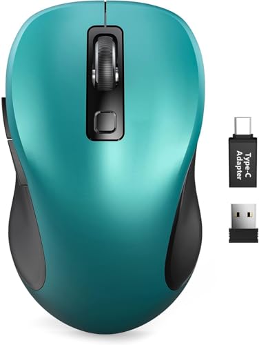 Trueque Wireless Mouse for Laptop, 2.4GHz Ergonomic Computer Mouse with Back & Forward Buttons, 3 Adjustable DPI Levels, 6 Buttons, Optical USB Cordless Mice for Windows PC, M01(Teal) - color: Teal, size: 1 Pack