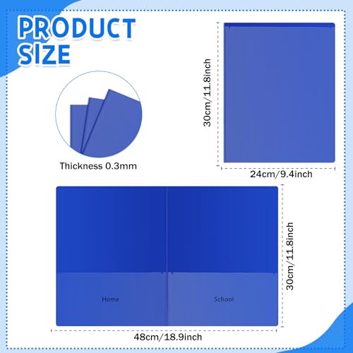 50 Pcs Parent Teacher Classroom Communication Folder with Clear Front Pockets, 2 Pockets Homework Folders Take Home Plastic Folders for Kid Student Home and Classroom (Blue) - color: Blue