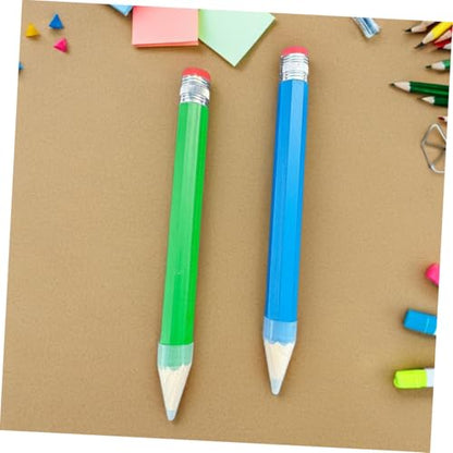 Uonlytech 4pcs Colorful Jumbo Wooden Pencils Funny Large Props for Drawing Writing Ergonomic Design for Hands for Preschool Kindergarten Activities