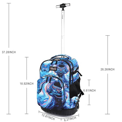 Tilami Rolling Backpack 19 inch with Lunchbox Wheeled Laptop Backpack, Painting Blue - color: Painting Blue