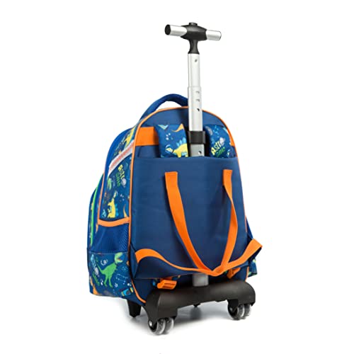 Meetbelify Boys Dinosaur Rolling Backpack Kids Backpacks with Wheels for School Bags Luggage - color: Dinosaur