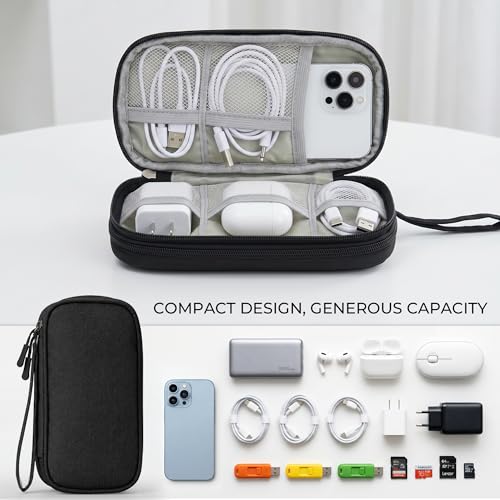 Airkit Electronics Organizer Travel Case Waterproof Double Layers All-in-One Storage Bag Tech Pouch Accessories Travel Essential for Phone Airpods Cables USB Flash Drive Black