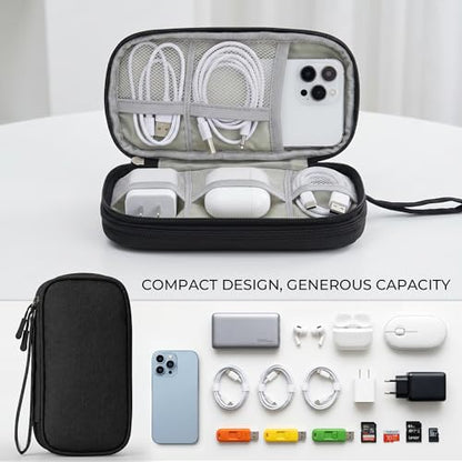 Airkit Electronics Organizer Travel Case Waterproof Double Layers All-in-One Storage Bag Tech Pouch Accessories Travel Essential for Phone Airpods Cables USB Flash Drive Black