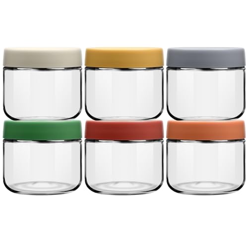 EONJOE 10 oz Small Glass Containers with Lids, Food Storage Jars, 6pk | Perfect for Chia Pudding Jam Snacks Yogurt Overnight Oats Candy ,Dishwasher safe,Airtight - size: 10oz