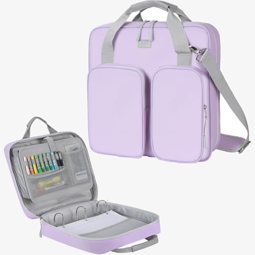 Zipper Binder 3 Inch 3 Ring with Shoulder Strap Multi-Pocket,Tough | Binder Bag with Laptop organizer for School Travel,Fit 13" MacBook & Tablet,700 Sheets Capacity,Water Resistant,Light Purple - color: Purple, size: 3 inch