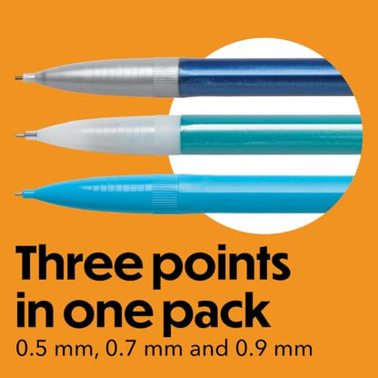 BIC Mechanical Pencil Variety Pack, Number 2 Mechanical Pencils With Erasers, Fine Point (0.5mm), Medium Point (0.7mm) and Thick Point (0.9mm), 60 Count, Bulk Mechanical Pencils for School or Work