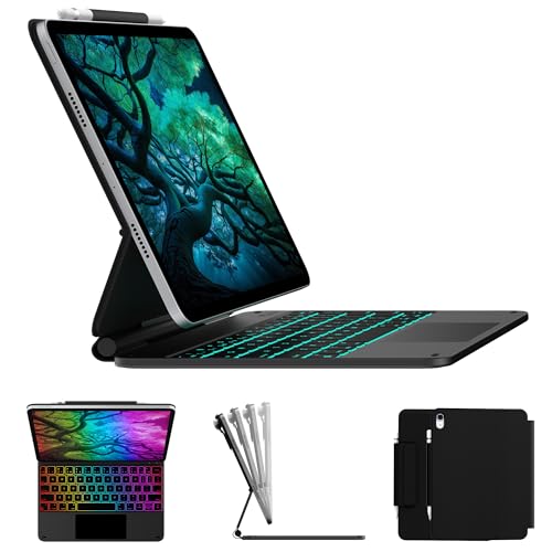typecase Edge Keyboard Case for iPad 11th Gen A16 (2025) & 10th Gen 10.9" (2022) – Multi-Touch Trackpad, 11-Color Backlit Magic-Style Keyboard – Floating Magnetic Stand, Pencil Holder – Black - color: Black