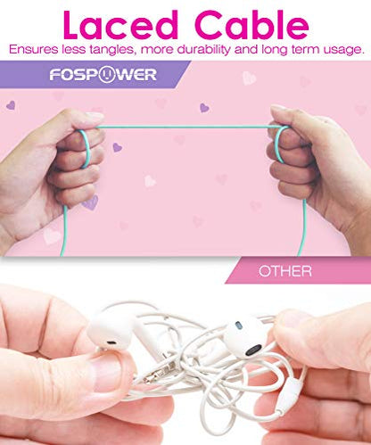 FosPower Kids Headphones with LED Cat Ears (85dB Safe Volume Limit), 3.5mm Soft On-Ear Wired Headphones with Tangle-Free Laced Cables for iPad/Tablet/School/Travel - Teal/Light Purple | FosPower Wired 0.3 cm Kids Headphones with LED Cat Ears - Green - col