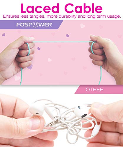 FosPower Kids Headphones with LED Cat Ears (85dB Safe Volume Limit), 3.5mm Soft On-Ear Wired Headphones with Tangle-Free Laced Cables for iPad/Tablet/School/Travel - Teal/Light Purple | FosPower Wired 0.3 cm Kids Headphones with LED Cat Ears - Green - col
