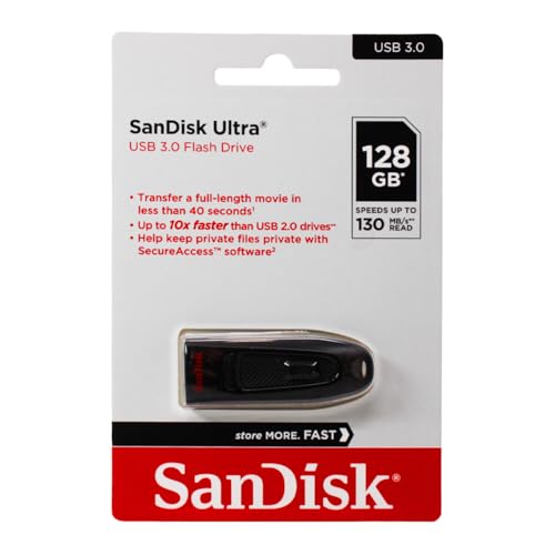 SANDISK 128GB Ultra USB 3.0 Flash Drive - SDCZ48-128G-U46, Black - size: 128GB