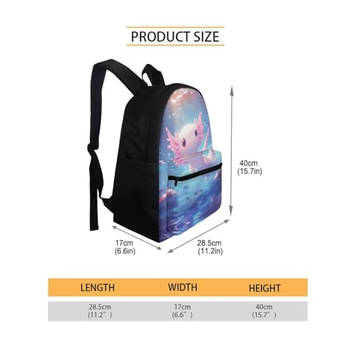 BIGCARJOB Axolotl Backpack for School Girls Bookbags Set with Lunch Bags Pencil Case 3 Pcs Girls School Bookbags Set Thermal Lunch Containers Back to School Pen Bags - color: Cute Axolotl, size: One Size