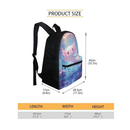 BIGCARJOB Axolotl Backpack for School Girls Bookbags Set with Lunch Bags Pencil Case 3 Pcs Girls School Bookbags Set Thermal Lunch Containers Back to School Pen Bags - color: Cute Axolotl, size: One Size