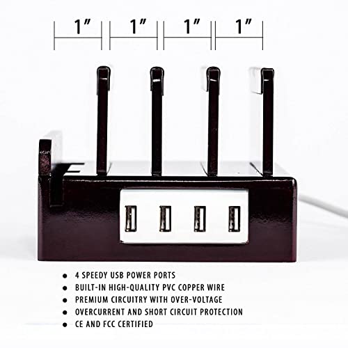 The Compact Charging Station by Great Useful Stuff - Say Goodbye to Clutter, The Compact Way. Desk Organizer Dock and Stand - Cherry