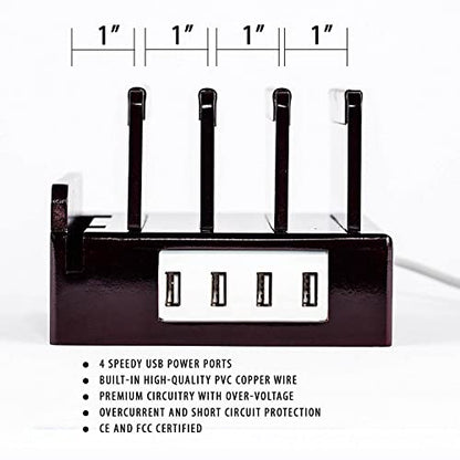 The Compact Charging Station by Great Useful Stuff - Say Goodbye to Clutter, The Compact Way. Desk Organizer Dock and Stand - Cherry