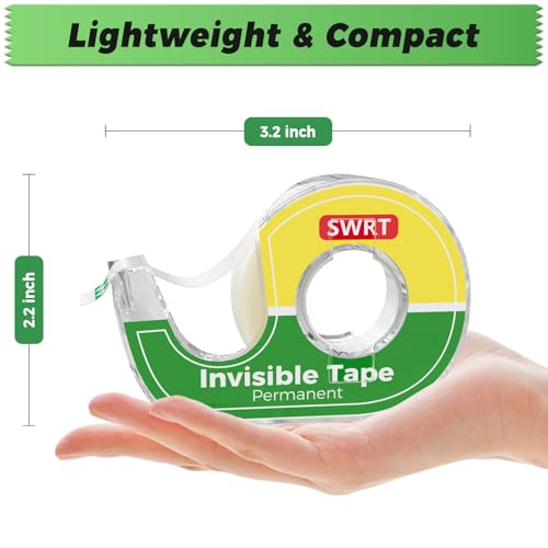 SWRT Invisible Tape with Dispensers, Matte Finish Clear Tape, 6 Rolls, 3/4 in x 800 Inches Each, Office Tape Rolls for Gift Wrapping, Home, School & Scrapbook Supplies - size: 6-PACK w/DISPENSER