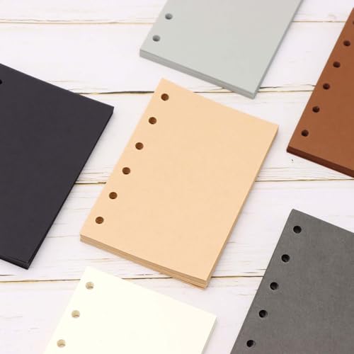 AxeWoodz A7 Colorful Refill Paper 300 Sheets Blank Loose Leaf Papers 6 Dark Colors 6 Hole Notebook Refills 6 Ring Binder Filler Paper - color: Dark Color