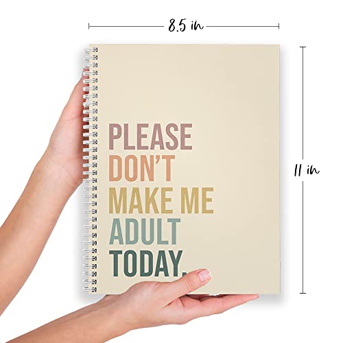 Gotcha Covered Notebooks Softcover No Adulting 8.5" x 11" Funny Spiral Notebook/Journal, 120 Checklist Pages, Durable Gloss Laminated Cover, White Wire-o Spiral. Made in the USA - color: No Adulting
