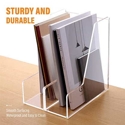 SANRUI Acrylic Magazine File Holders, Classroom Organization and Storage, Clear Bookend File Sorter, Desktop File Organizer 2-Pack - size: A4,2 Pack