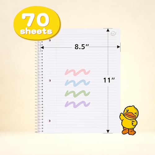 Comix 6-Pack 1 Subject Notebook with Plastic Cover, 70 Sheets 8.5" x 11" College Ruled Notebook with 1 Divider for Office/School/Home (Black,Blue,White,Green,Pink,Orange) - color: Black, Blue, White, Green, Pink, Orange