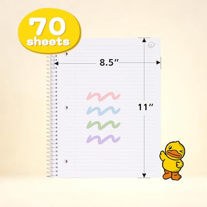 Comix 6-Pack 1 Subject Notebook with Plastic Cover, 70 Sheets 8.5" x 11" College Ruled Notebook with 1 Divider for Office/School/Home (Black,Blue,White,Green,Pink,Orange) - color: Black, Blue, White, Green, Pink, Orange